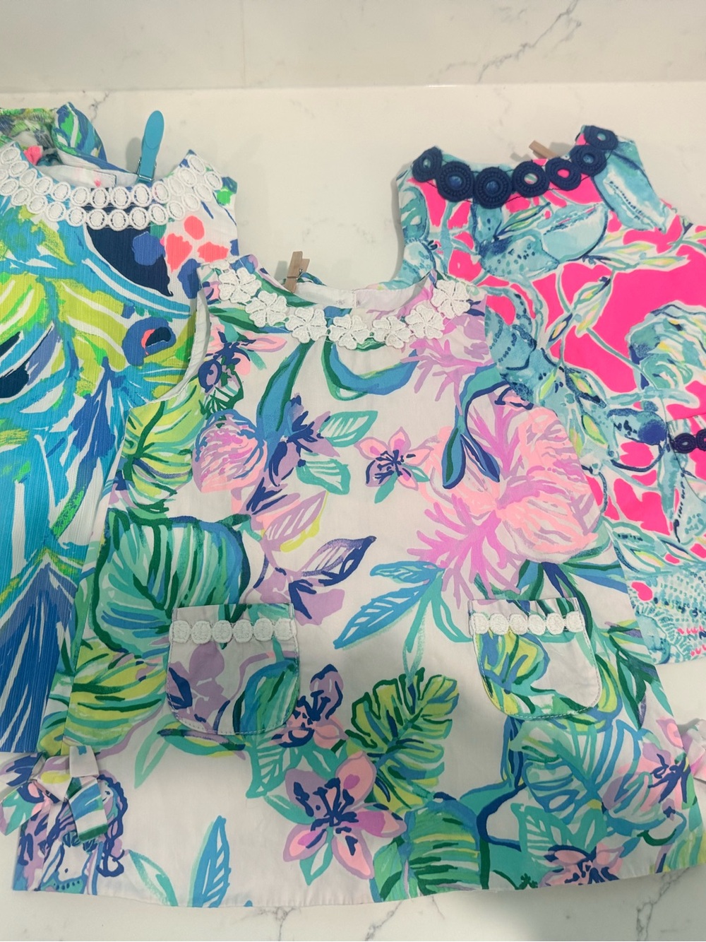 Lilly Pulitzer 3 dresses with bloomers 12-18 months EUC